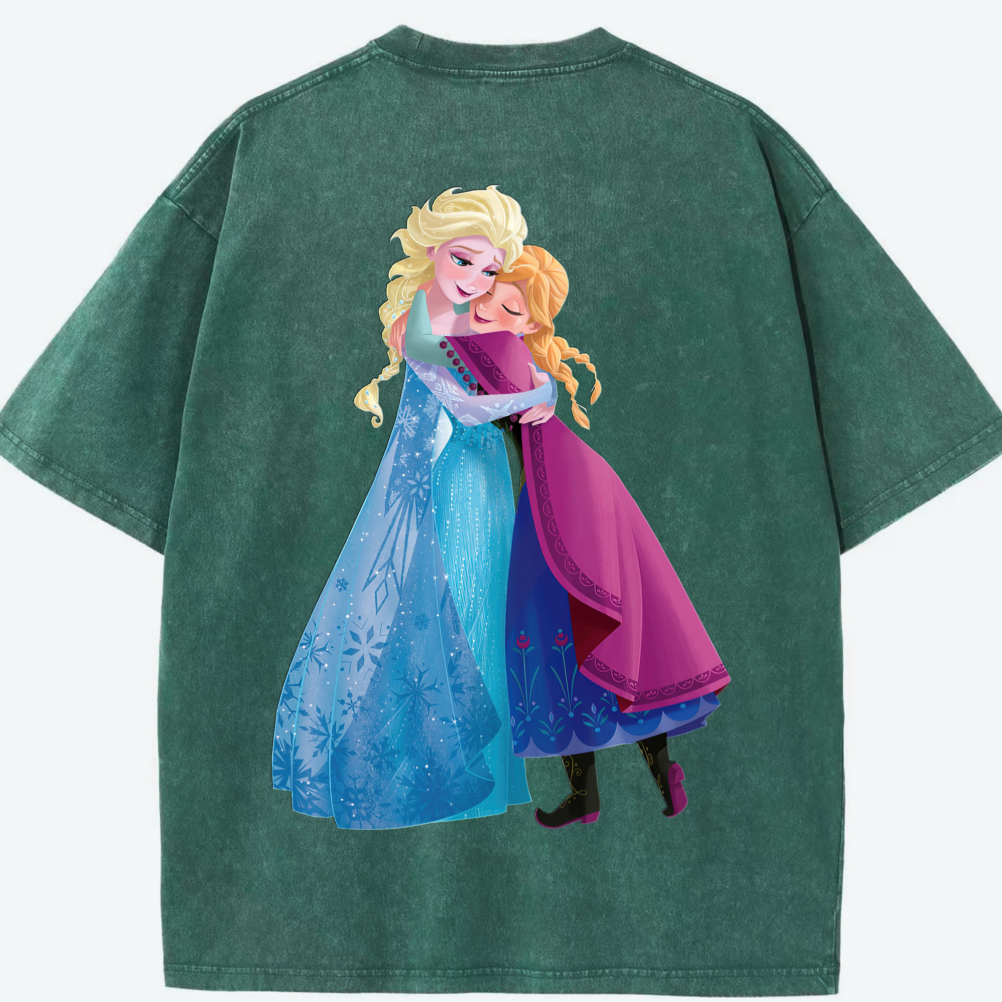 （画像用） アナと雪の女王 アンナ エルサ Frozen Anna Elsa 綿100% ヴィンテージ風 半袖Tシャツ（背面プリント）